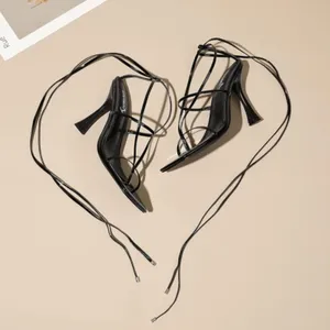 Vivianly Lace Up Faux Patent Leather Heels Womens Size 10 thumbnail 2