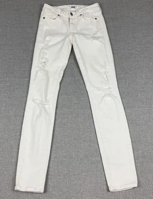 Paige Verdugo Ultra Skinny Jeans Womens 25 White Distressed Stretch Denim thumbnail 1