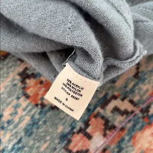 M. Rena Off-the-Shoulder Light Blue Sweater Sz Small Ribbed Oversized Cropped thumbnail 12