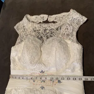 Women’s Ivory Dress & Matching Chiffon Jacket with beautiful detail Size L**READ thumbnail 10