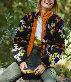 FREE PEOPLE MOVEMENT Rocky Ridge‎ Jacket Fleece size Small Black, Orange Print thumbnail 1