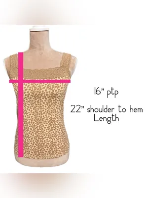 Vanity Fair Y2K Leopard Print Lace Trim Stretch Cami Tank Top Size Small 36 Tan thumbnail 8