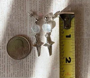 quality Czech glass snail shell beads & sparkle star dangle earrings 🌀⭐️💦 thumbnail 7