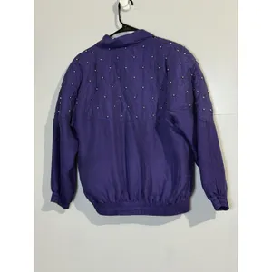 FuDa Silk Windbreaker Jacket Purple Womens PL Full Zip Studded Quilted‎ Vtg 90s thumbnail 5