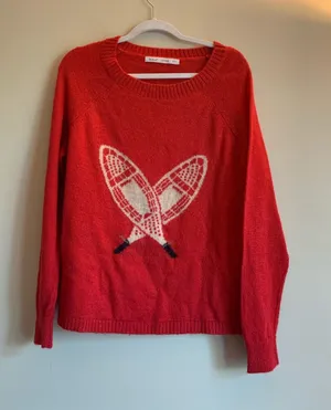 Woolrich Red Crewneck Sweater Top Shirt Women Size Large Winter Wool Blouse thumbnail 1