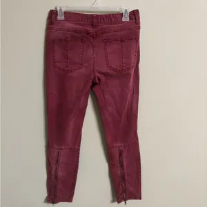 Free People Burgundy Back Zipper Skinny Jeans Size 28 Grunge Goth thumbnail 2