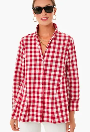 Tuckernuck Pomander Place Apple Red Gingham Scarlett Button Down Shirt NEW thumbnail 1