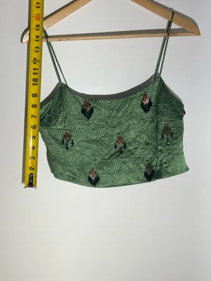 NWOT Hope for Flowers by Tracy Reese Beaded Cami Green Top 100% Naia Acetate thumbnail 13