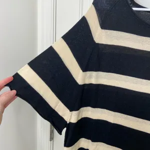 NWOT LOFT women’s‎ black tan thin soft knit striped loose relaxed sweater medium thumbnail 2