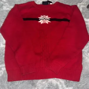 Liz Claiborne red and white snowflake 100% cotton Christmas sweater size‎ large thumbnail 1