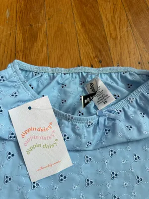 Dippin’ Daisy’s Charmed Slit Mini Skirt in Baby Blue thumbnail 3