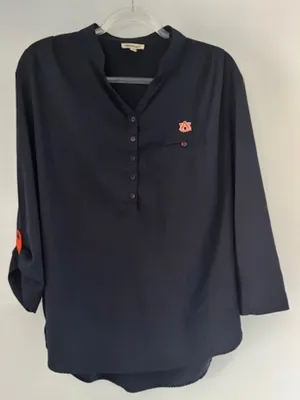 Auburn Tigers Women's Shirt UG Apparel Navy Roll Tab Sleeve V Neck L Logo thumbnail 2