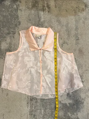 California Dynasty Delicate Sheer Floral Button-Front Top thumbnail 8