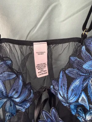 Victoria's Secret Black & Blue Floral Sheer Babydoll Lingerie thumbnail 4
