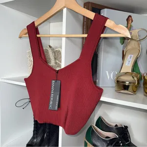 Banana Republic Sculpted Knit Crop Top In Burgundy Womens Small New NWT $70 thumbnail 2