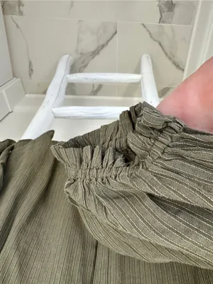 LOFT Olive Green Ruffled Collar Button-Front Blouse thumbnail 3