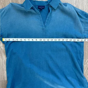 J. Jill Top Womes Size Small Cotton Chambray Tunic Minimalist‎ Western Desert thumbnail 8