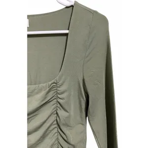 Wilfred Aritzia Lydia Ruched Mini Bodycon Dress‎ Sage Green Women's Size Small thumbnail 7