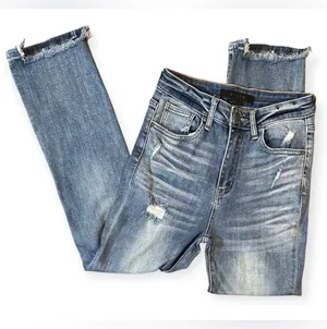 Risen Distressed Straight Leg Jeans thumbnail 1