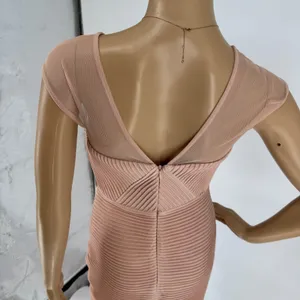 Calvin Klein‎ Womens Pink Ribbed Mesh V-Neck Cocktail Bandage Dress Size 2 thumbnail 12