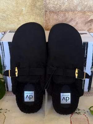 NEW DV Dolce Vita Faux Suede Clog Mule Gold Buckle Black Slide Slippers, Size 10 thumbnail 2