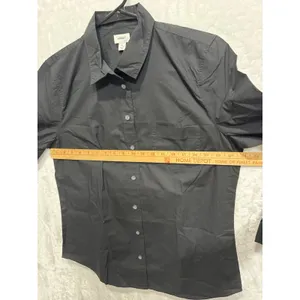 J. Crew Petite Button-Up Cotton Poplin Shirt Long Sleeve Womens L Petite Black thumbnail 7
