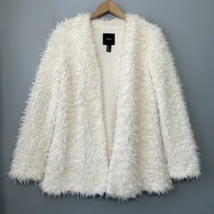 Forever 21 Teddy Jacket Size Small Creamy White Coat Faux Fur Shaggy Glam Chic thumbnail 2