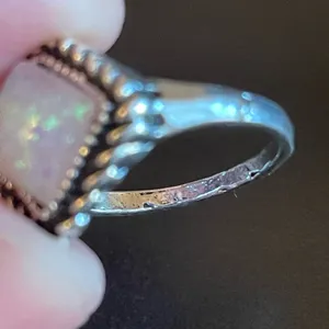 Vintage imitation opal woman silver plated ring size 8.5 thumbnail 8