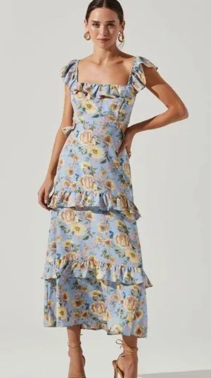 ASTR The Label Lysette Floral Ruffle Cutout Maxi Dress thumbnail 1