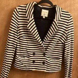 Blue and white stripe nautical style blazer woman’s size small thumbnail 4