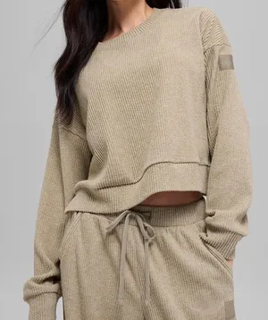Alo Yoga Muse Crew Neck Pullover Gravel Heather XS thumbnail 1