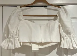 Revolve C/MEO Collective‎ new with tags medium still feel crop top ivory thumbnail 1