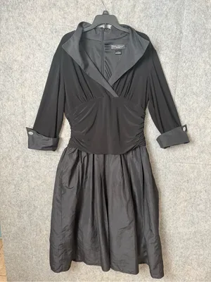 Jessica Howard Women’s 14 Elegant black mixed-media fit & flare dress thumbnail 2