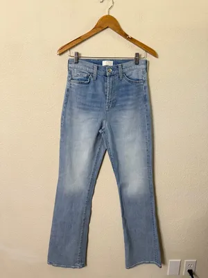 7 For All Mankind Jeans High Rise Easy Boot in Floral Blue‎ Wash Womens Size 26 thumbnail 3