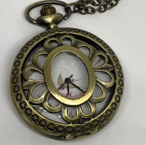 Bronze tone Pocket Watch by Plunder "Choose Happy" quartz analog 46mm running thumbnail 1