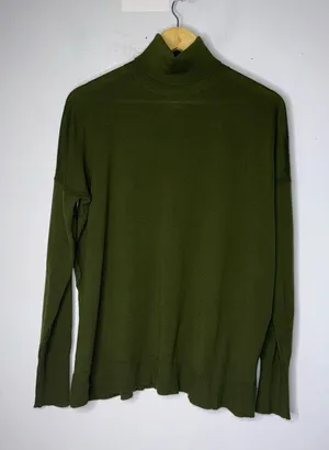 J Crew Green Turtle Neck Oversized‎ Merino Wool Sweater Medium thumbnail 1