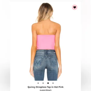 Superdown Quincy Strapless Top in Hot Pink thumbnail 2