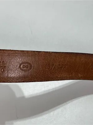 Saks Fifth Avenue Dress Belt Men's 36 Brown Leather Embossed USA Brass Buckle thumbnail 5