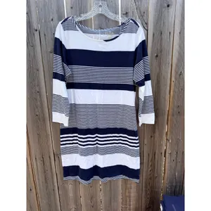 Lilly Pulitzer Marlowe Boatneck T-shirt Dress In True Navy Coconut Stripe Large thumbnail 2