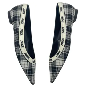 Christian Dior J'adior Embroider Tartan Print Pointed Toe Flats Size 39.5 thumbnail 7