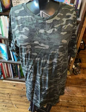 RD Style green camo knit L loungewear shirt dress thumbnail 1