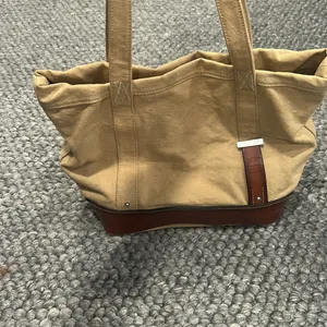 Polo Ralph Lauren Vintage 90's Canvas leather Tote Bag Multi Pocket Khaki thumbnail 2