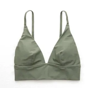 NWT aerie XXL triangle olive green triangle padded bikini top thumbnail 1