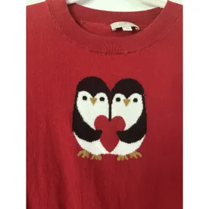 LOFT Red Penguin Love Sweater Women’s Size Medium thumbnail 3