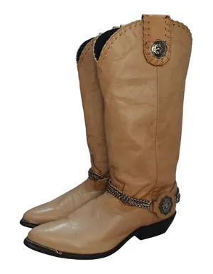Vintage Tan buckle leather Cowboy boots sz 8.5 by Dingo thumbnail 1