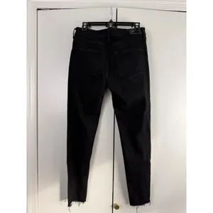 Express Mid Rise Skinny Jeans Black Distressed Raw Hem Women Size 6R‎ thumbnail 3