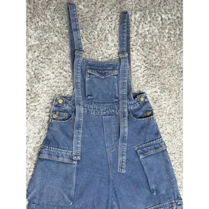 N.1LA Women’s Barrel Leg Denim Overalls Size M Y2K Cargo Jeans Multi Pocket thumbnail 6