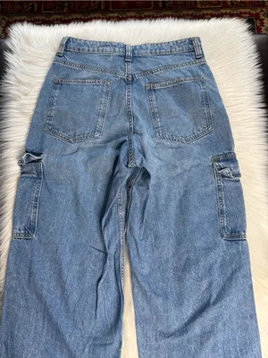 H&M Divided Blue Denim Baggy Fit Cargo Jeans thumbnail 6