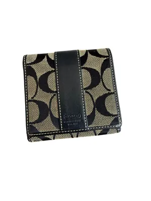 COACH Vintage Black Logo Snap Wallet Card Case thumbnail 6