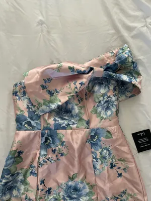 Lulus Soiree Darling Pink Floral Bow Off-the-Shoulder Mini Dress thumbnail 12